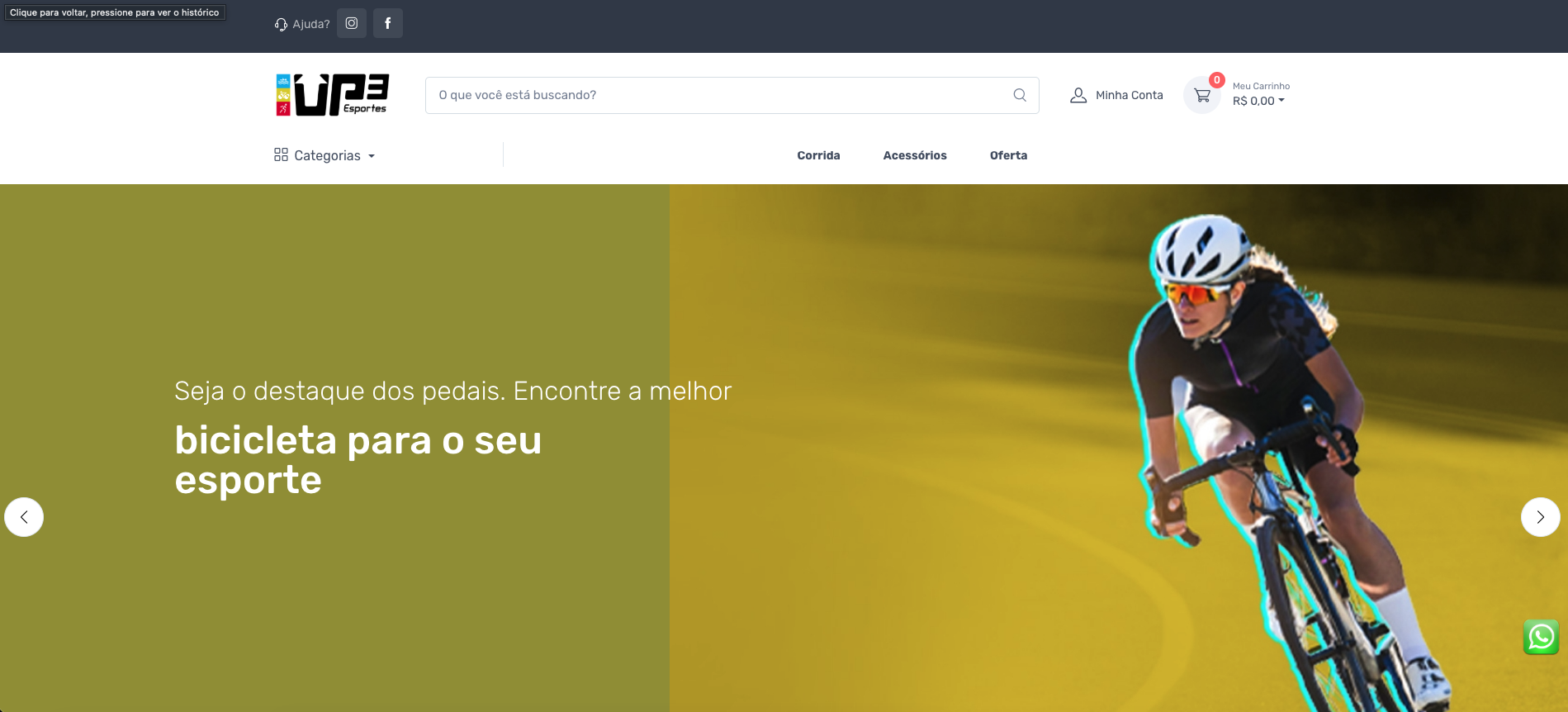 E-commerce Vetor — UP3 Bike, catálogo de bicicletas com categorias, busca e carrinho